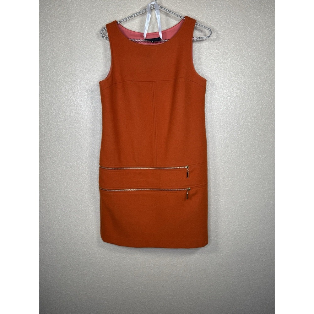 Corey Lynn Calter Women's Orange Sz 6 Shift Dress Wool Blend Mod Retro Groovy